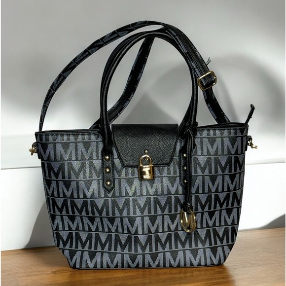 Milan Handbags - Stylish Black and Gray Tote Bag